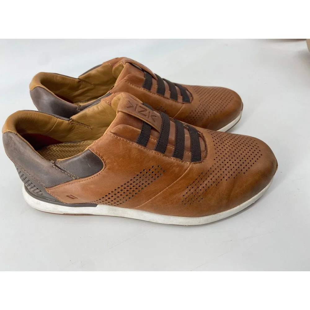 Kizik Boston Sneakers Mens 7.5 Brown Leather Casual Comfort Hands Free